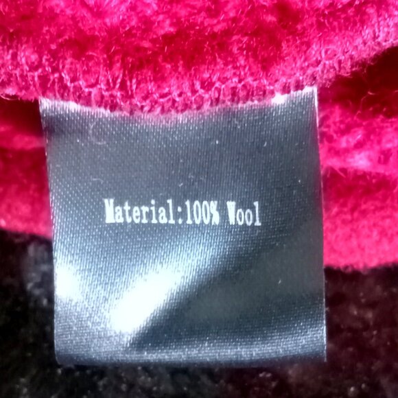 Heavy 100% WOOL Burgundy Beret w/Bow & Magenta Knit Band - Picture 5 of 5